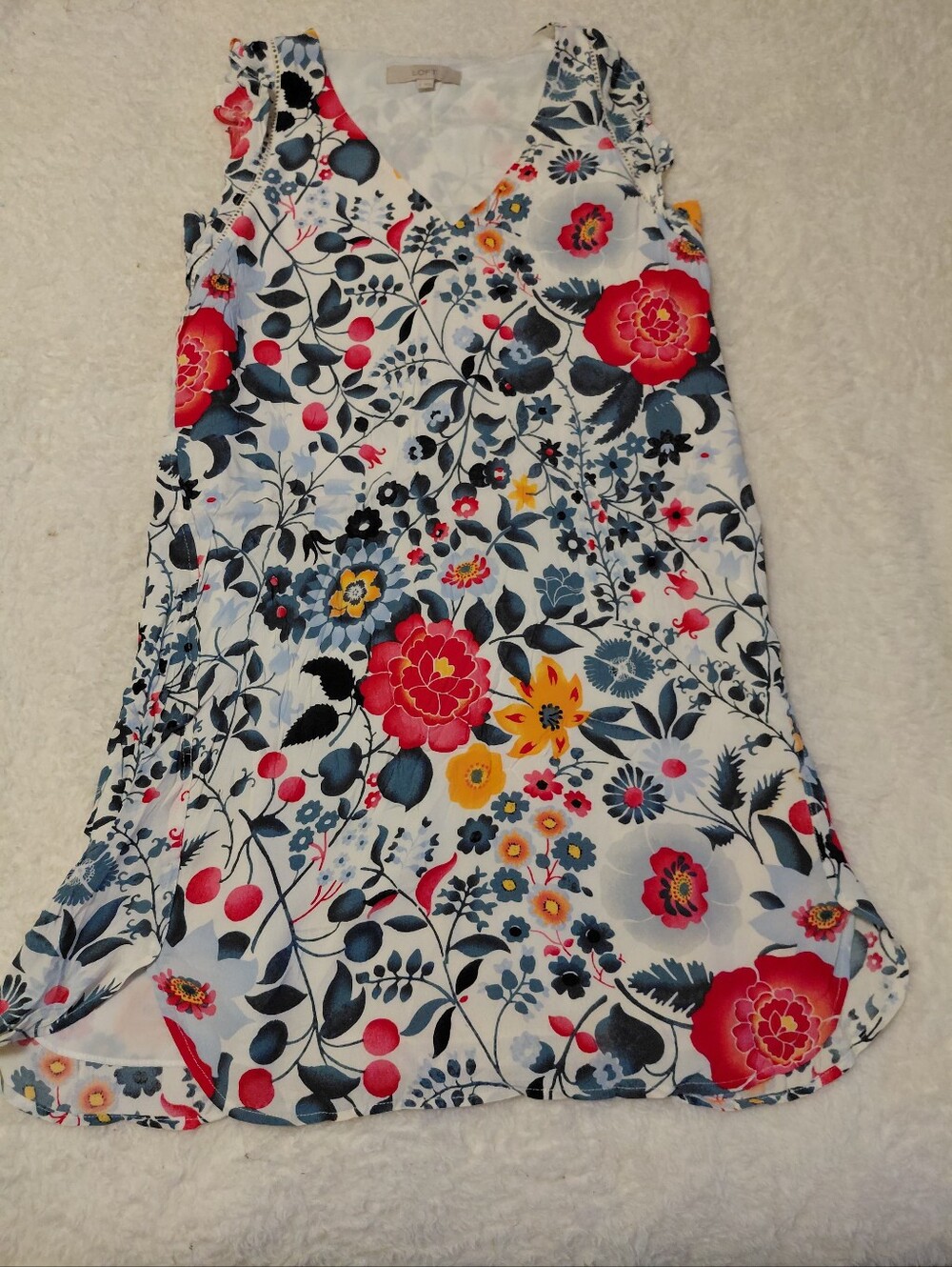 LOFT Floral Sleeveless V-Neck Dress  | Women's Size Small (S)